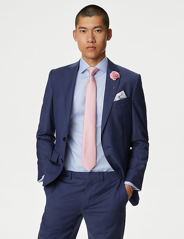 Tailored Fit Pure Wool Twill Suit Jacket - HK