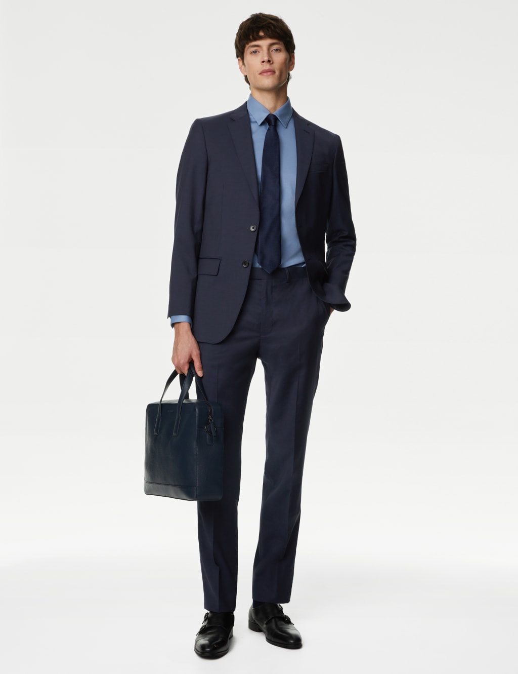 Tailored Fit Pure Wool Suit Trousers image 1