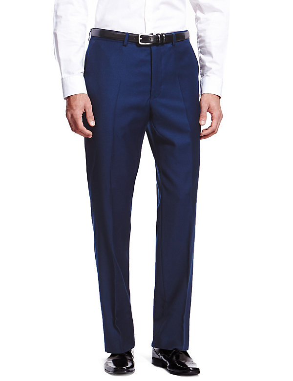Pure Wool Tailored Fit Flat Front Trousers - JE