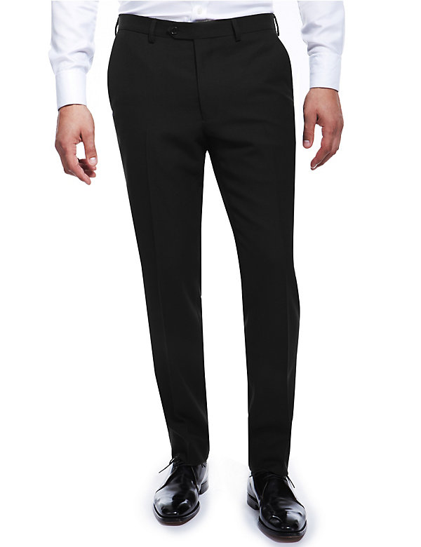 Pure Wool Slim Fit Flat Front Trousers - SG