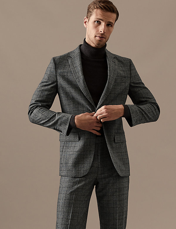 Tailored Fit Wool Rich Check Jacket - AE