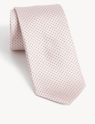 

Mens Autograph Pin Dot Pure Silk Tie - Pale Pink, Pale Pink