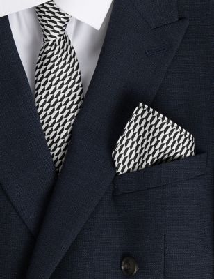 Geometric Pure Silk Tie & Pocket Square Set