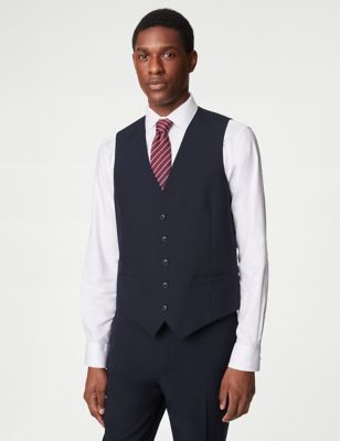 M&S Men's Tailored Fit Waistcoat - 48REG - Navy, Navy,Black