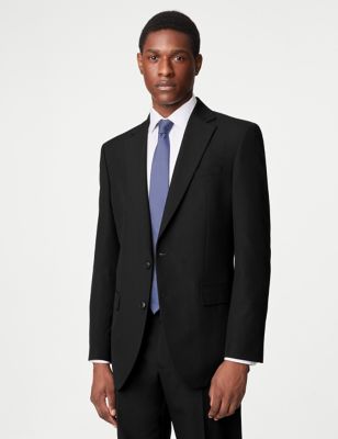 M&S Mens Regular Fit Suit Jacket - 38REG - Black, Black,Navy