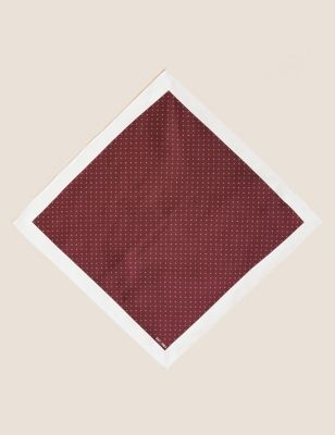 

Mens M&S Collection Polka Dot Pure Silk Pocket Square - Burgundy, Burgundy