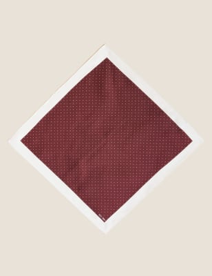 

Mens M&S Collection Polka Dot Pure Silk Pocket Square - Burgundy, Burgundy