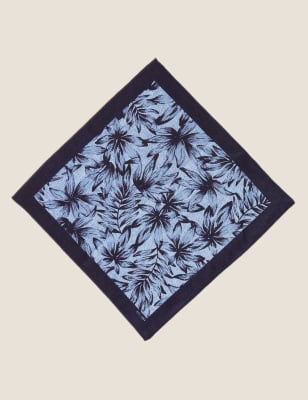 

Mens M&S Collection Tropical Linen Pocket Square - Blue, Blue