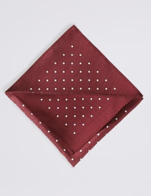 

Mens M&S Collection Pure Silk Spot Print Pocket Square - Burgundy Mix, Burgundy Mix