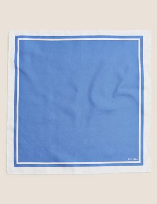 Mens M&S Collection Pure Silk Pocket Square - Pale Blue, Pale Blue