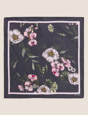 

Mens M&S Collection Pure Silk Floral Pocket Square - Navy Mix, Navy Mix
