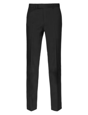 Black Slim Fit Flat Front Trousers | M&S Collection | M&S