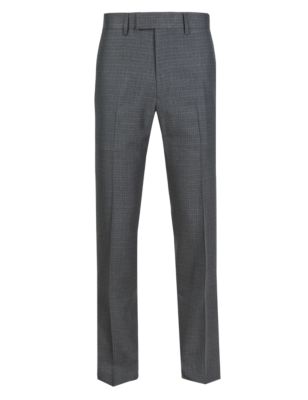 Super Slim Fit Check Flat Front Trousers | M&S