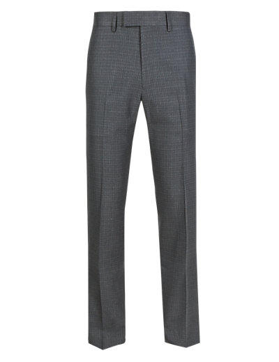 Super Slim Fit Check Flat Front Trousers | M&S
