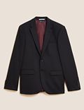 Black Slim Fit Wool Blend Textured Jacket