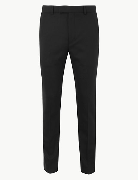 Black Skinny Fit Wool Blend Trousers | M&S Collection | M&S