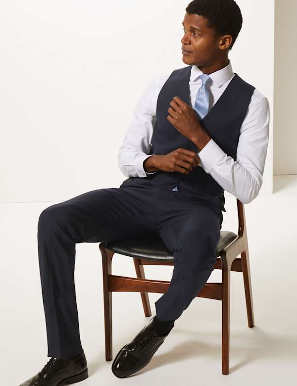 Navy Slim Fit Waistcoat with Stretch