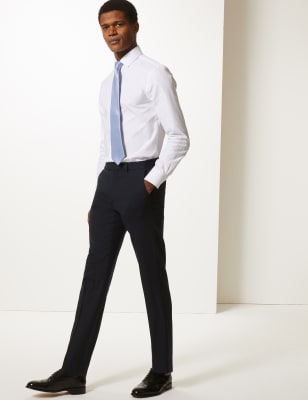 navy slim fit trousers
