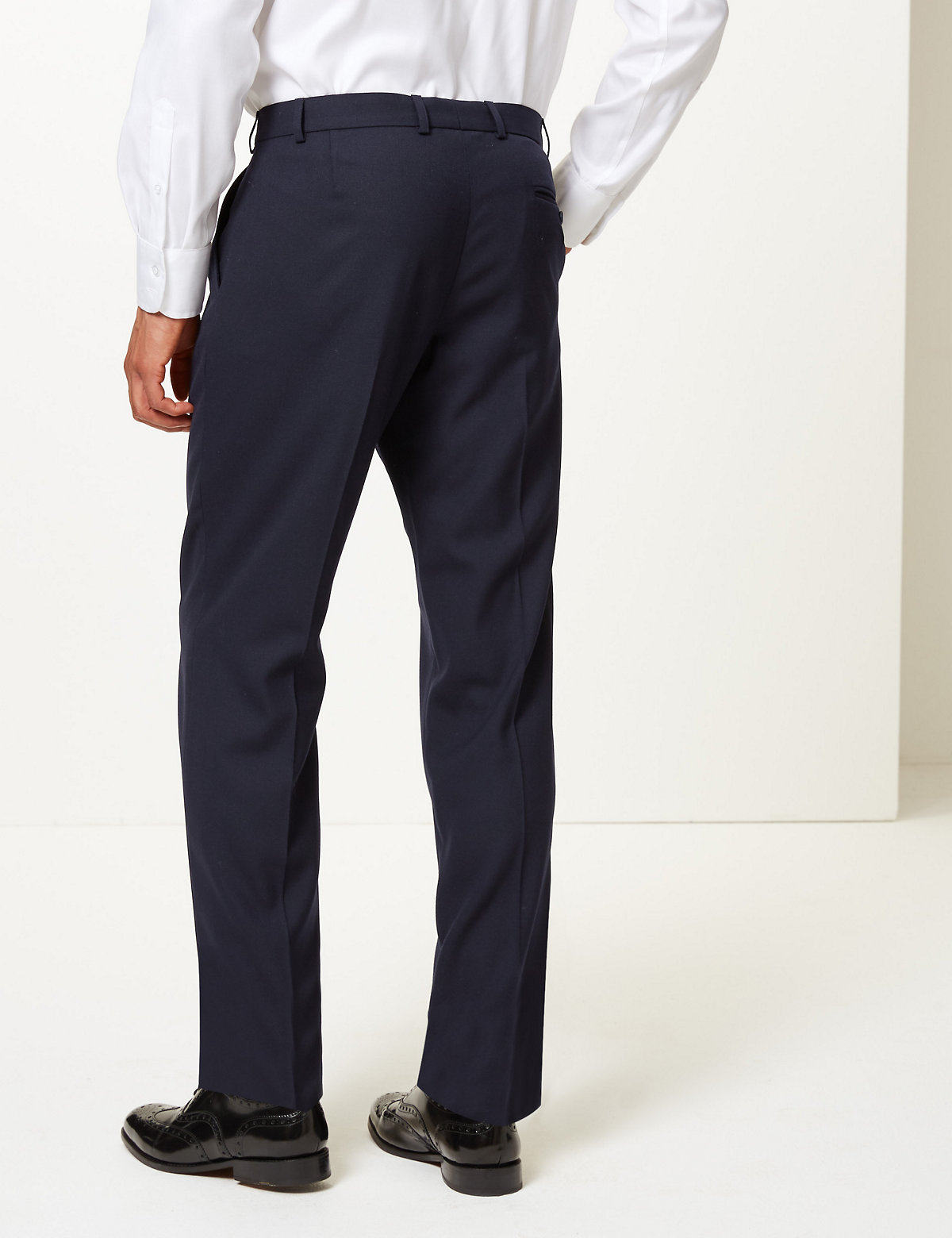 Regular Fit Wool Blend Suit Trousers