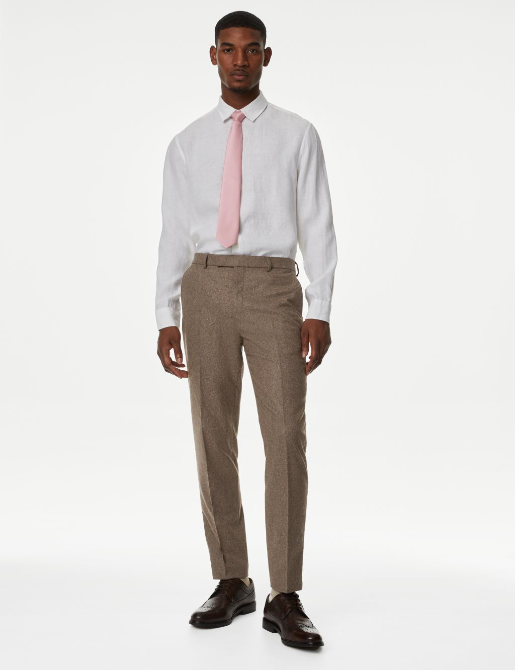 Tailored Fit Wool Rich Donegal Suit Trousers image 1