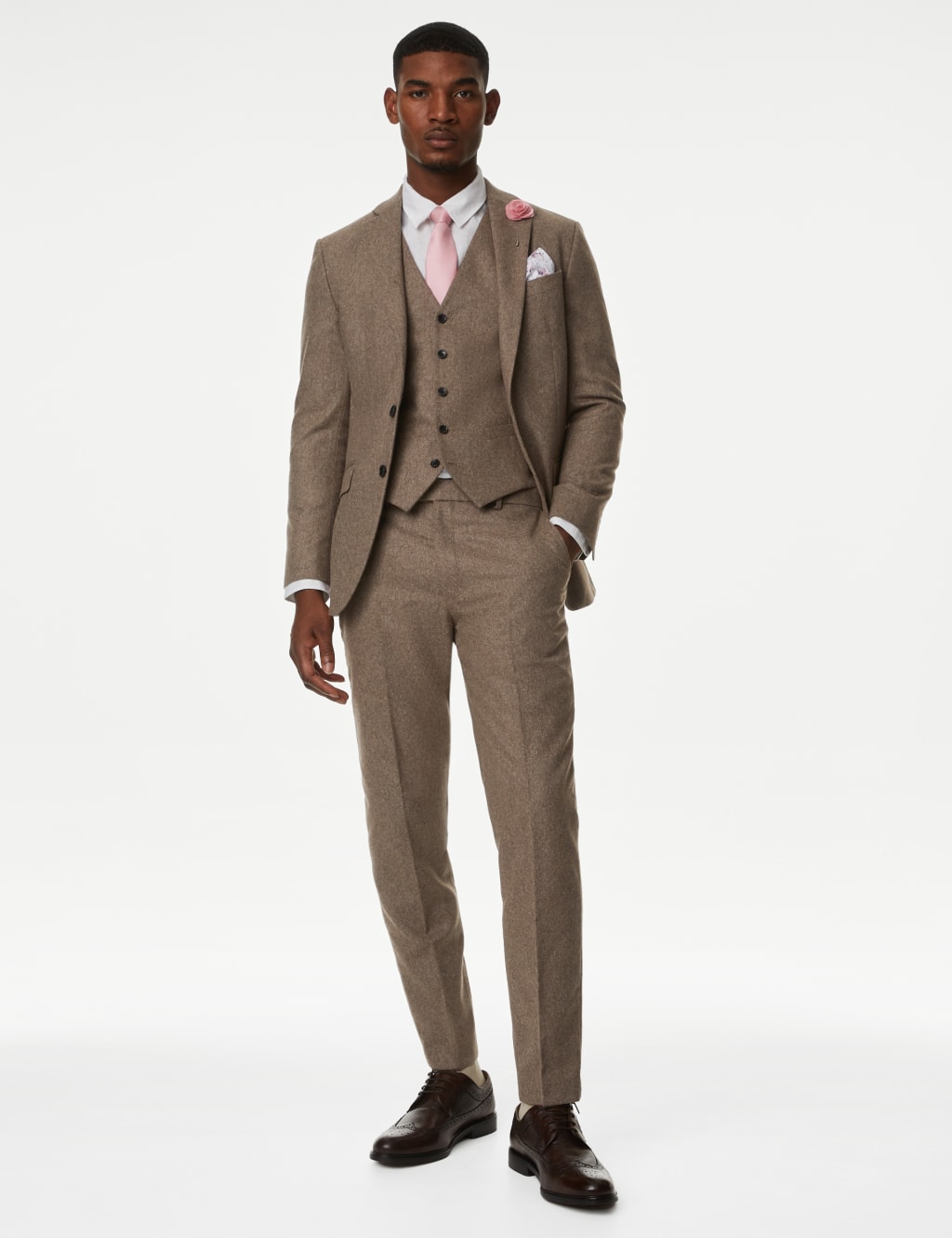 Tailored Fit Wool Rich Donegal Suit Trousers image 5