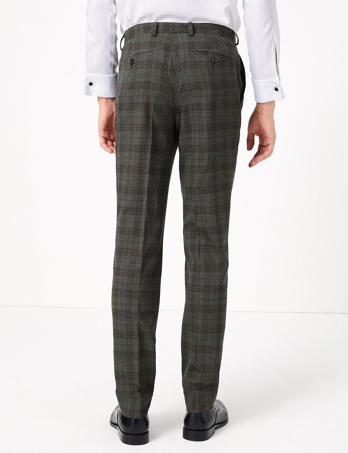 Slim Fit Wool Blend Checked Trousers