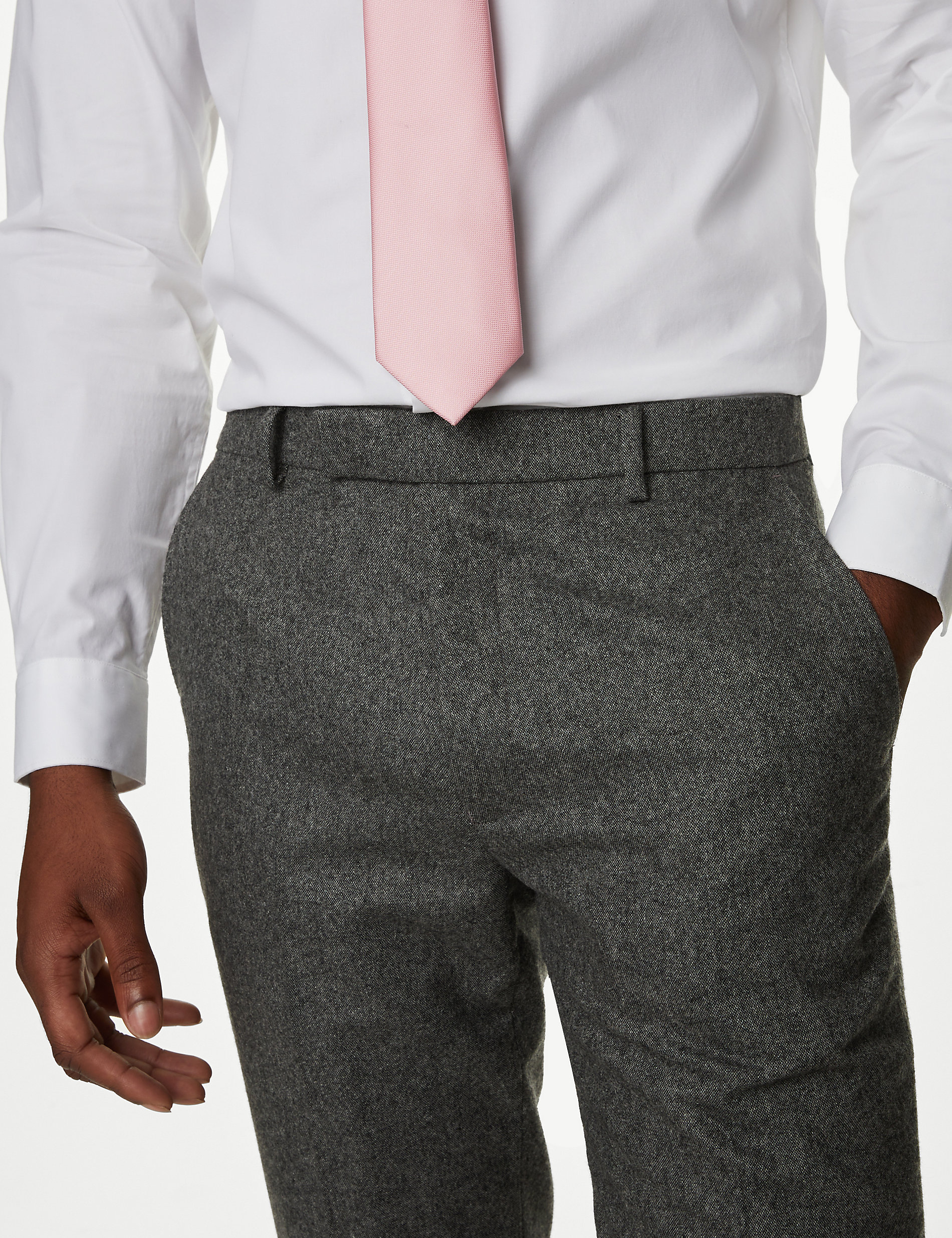 Tailored Fit Italian Wool Rich Suit Trousers