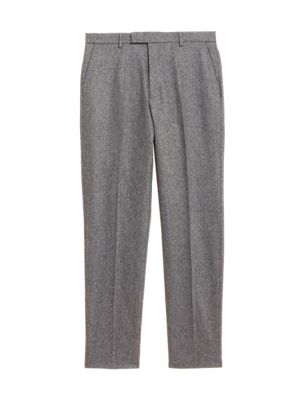 Mens M&S Collection Tailored Fit Italian Wool Rich Trousers - Charcoal