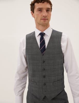 

Mens M&S Collection Wool Check Waistcoat - Grey, Grey