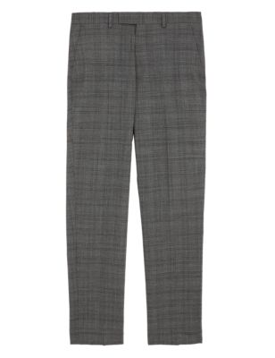 M&S Mens Slim Fit Wool Check Trousers