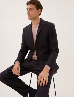 

M&S Collection Chaqueta de corte sastre de lana italianaMens - Aubergine, Aubergine