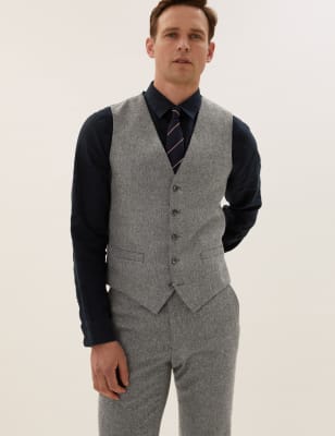 

Mens M&S Collection Weste aus italienischer Wolle in maßgeschneiderter Passform - Grey, Grey