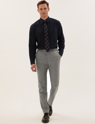 

Mens M&S Collection Tailored Fit Italian Wool Trousers - Grey, Grey