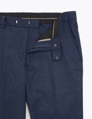M&S Mens Indigo Tailored Fit Italian Wool Trousers