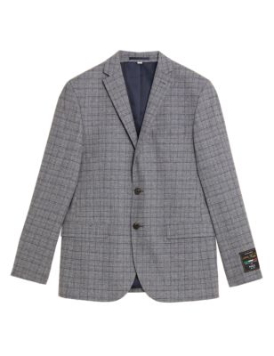 M&S Mens Slim Fit Italian Wool Check Jacket
