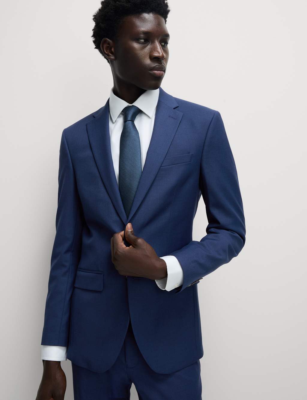 Slim fit suit blazer in 100% wool · Navy Blue · Dressy