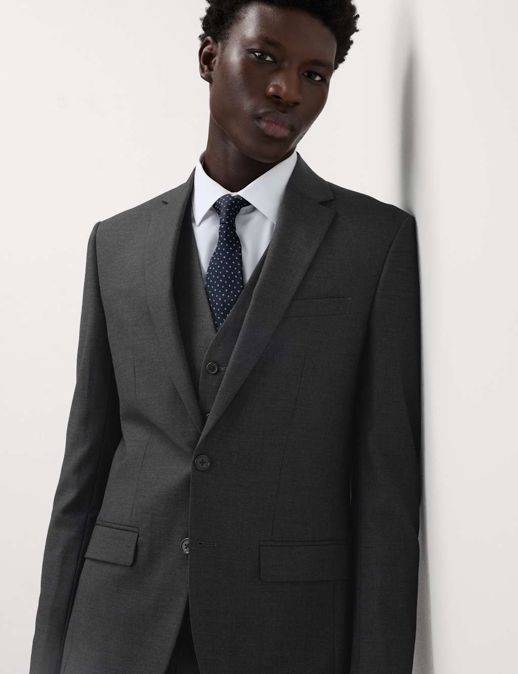 Gray jacket black pants sales