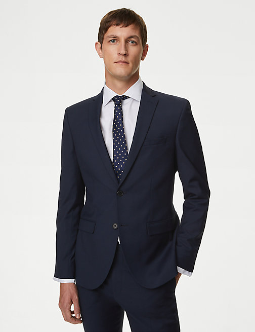 Marks And Spencer Mens M&S Collection Skinny Fit Stretch Jacket - Navy