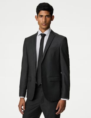 M&S Mens Skinny Fit Stretch Suit Jacket - 34LNG - Charcoal, Charcoal,Navy,Black,Dark Indigo,Light Gr