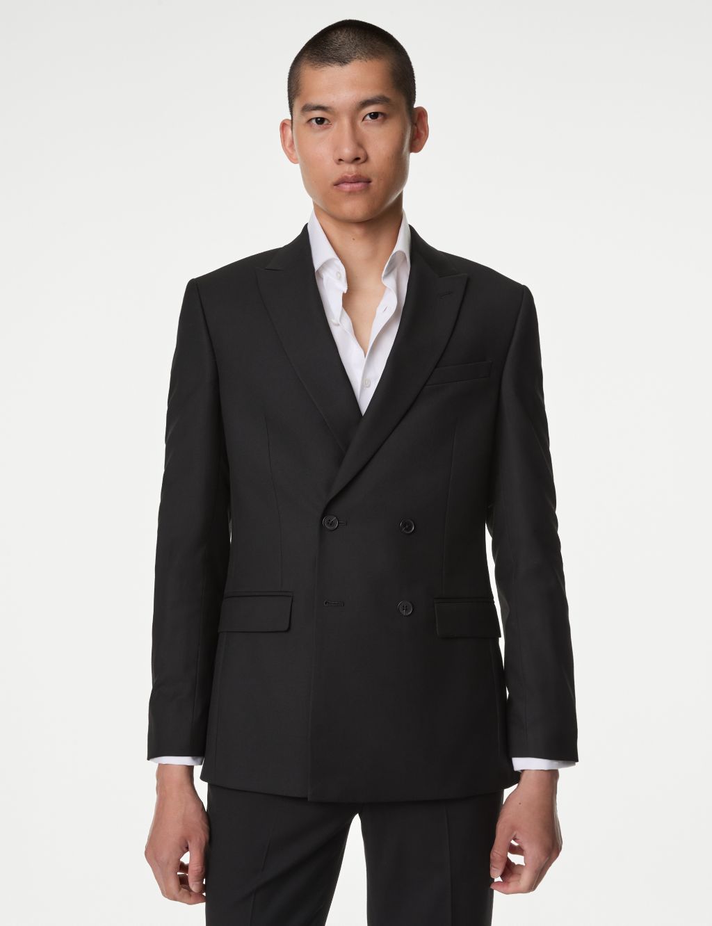 Slim Fit Double Breasted Jacket with Stretch