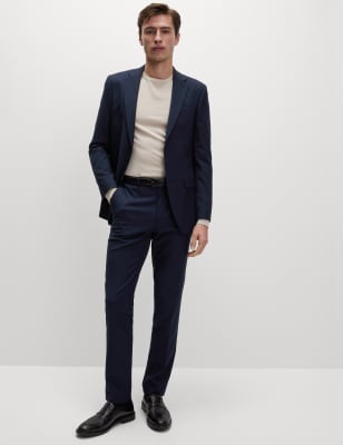 

Mens M&S Collection Slim Fit Stretch Suit Trousers - Navy, Navy