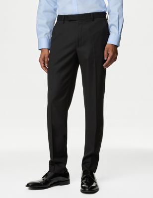 M&S Mens Slim Fit Stretch Suit Trousers - 28REG - Black, Black,Charcoal,Navy,Dark Indigo,Light Grey,