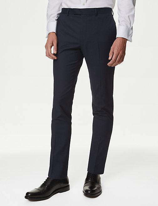 Marks And Spencer Mens M&S Collection Skinny Fit Stretch Trousers - Navy