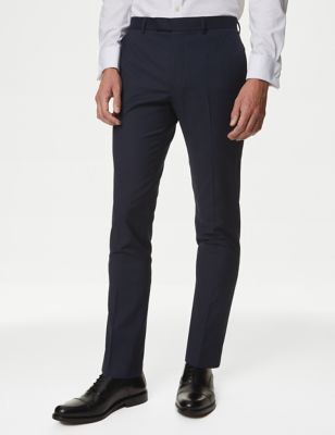M&S Mens Skinny Fit Stretch Suit Trousers - 30REG - Navy, Navy,Light Grey,Charcoal,Black,Dark Indigo