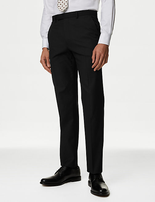 Marks And Spencer Mens M&S Collection Regular Fit Stretch Trousers - Black, Black