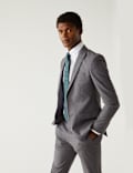 Skinny Fit Sharkskin Suit Jacket with Stretch