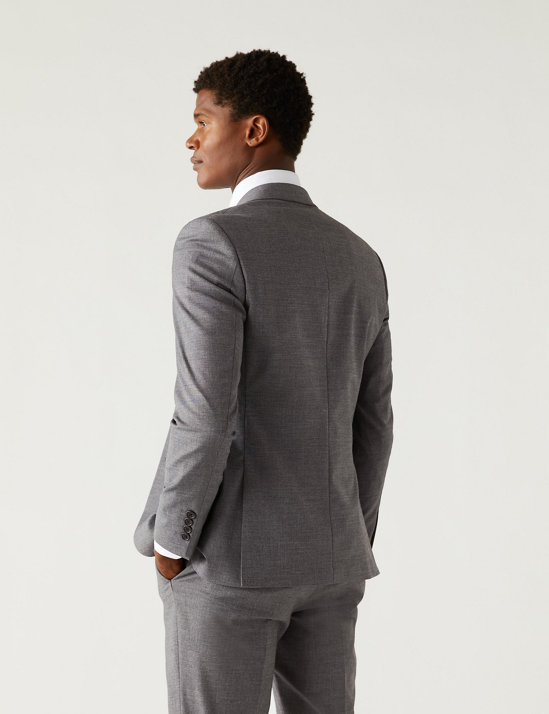 Skinny Fit Sharkskin Suit Jacket with Stretch