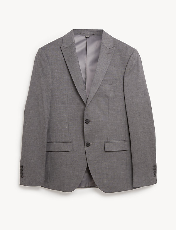 Skinny Fit Sharkskin Suit Jacket with Stretch - HK