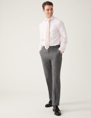 Slim Fit Sharkskin Stretch Suit Trousers