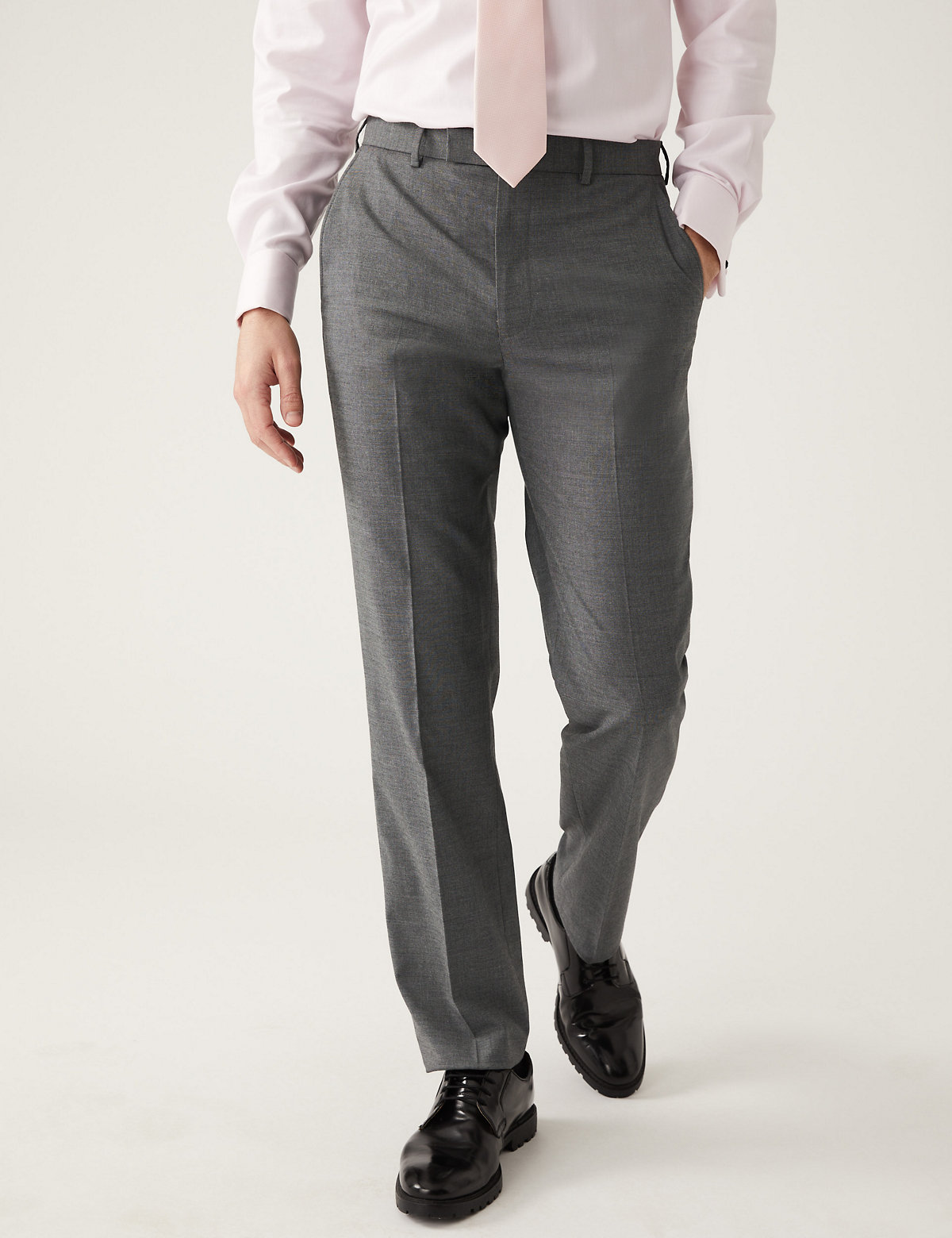 Slim Fit Sharkskin Stretch Suit Trousers